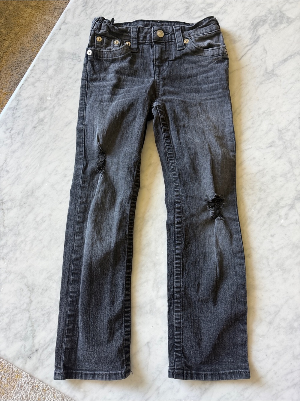 True religion boys size 7 Black Distressed Skinny Jeans